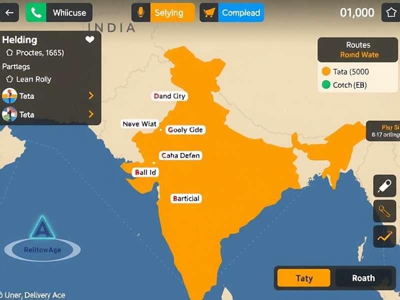 Delivery Ace gameplay showing route planning interface with Indian city map
